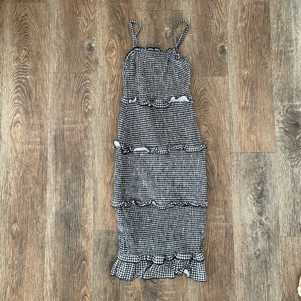 Black & White Plaid Midi Bodycon Dress